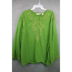 Jane Ashley Women's Tunic Belled Sleeves-Size 2X-Boho-Hippy